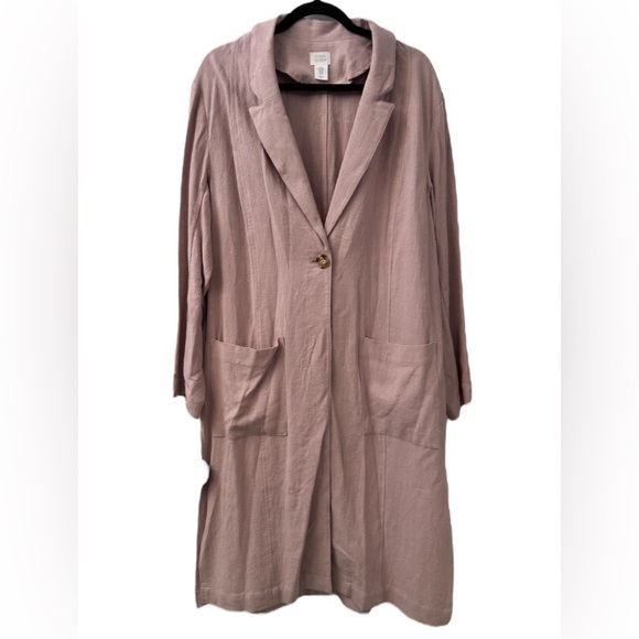 Sigrid Olsen Jackets & Blazers - Sigrid Olsen Linen Blend Duster Coat  Soft Blush Lightweight Jacket Size M